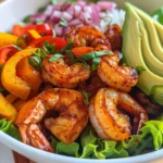 A healthy and delicious low-carb shrimp fajita bowl recipe.