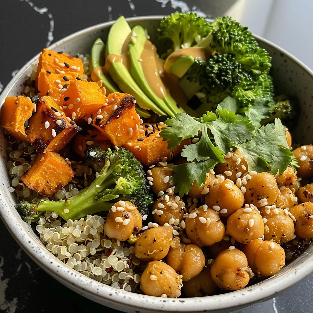 Three different colorful and healthy quinoa Buddha bowls.