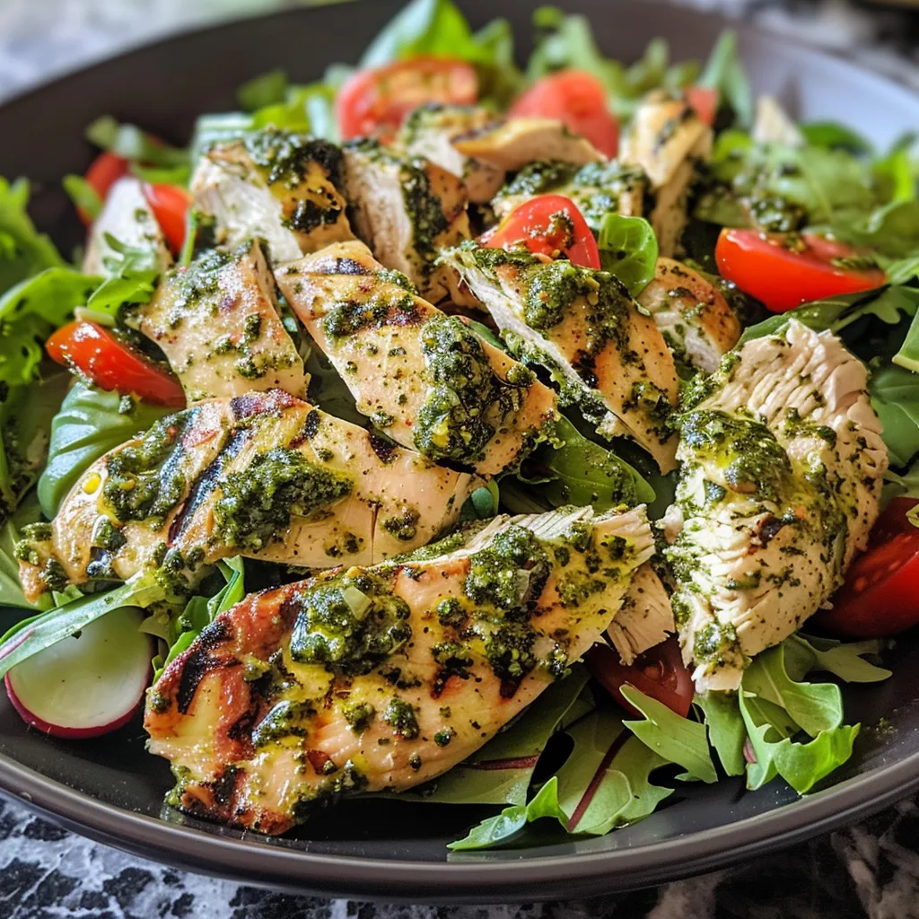 Four images showcasing different chicken salad recipes: pasta salad, sandwich roll-ups, pesto wraps, and a spinach salad.