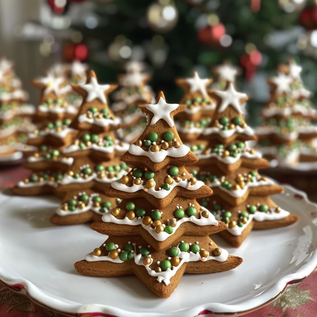 gingerbread christmas tree decorated colored icing holiday cookie in shape of christmas
