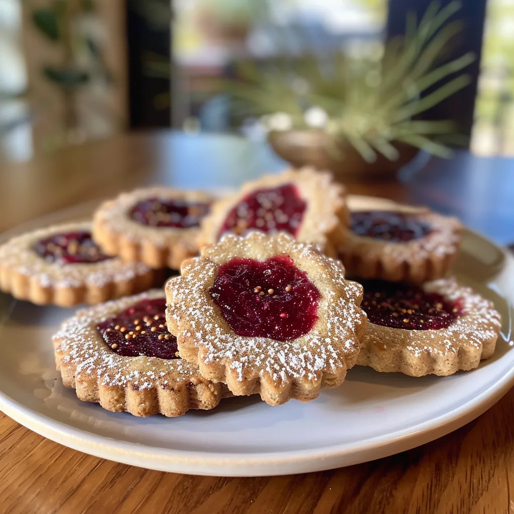 Raspberry Chia Jam Heart-Shaped Linzer Cookies
