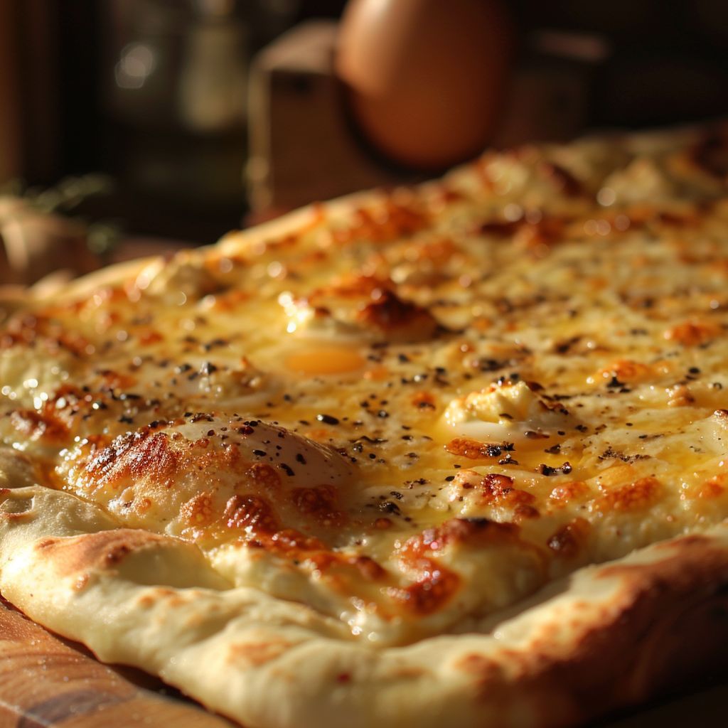 Close-up of golden-brown cottage cheese flatbreads on a wooden surface.