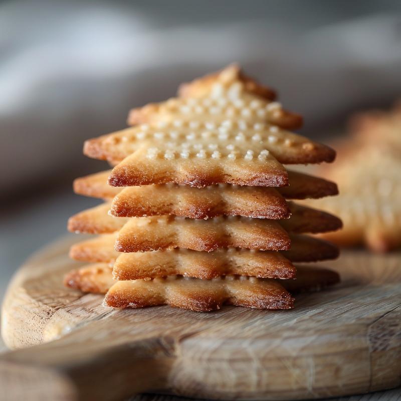 Close-up of three tree cookies arranged on a light wood board.