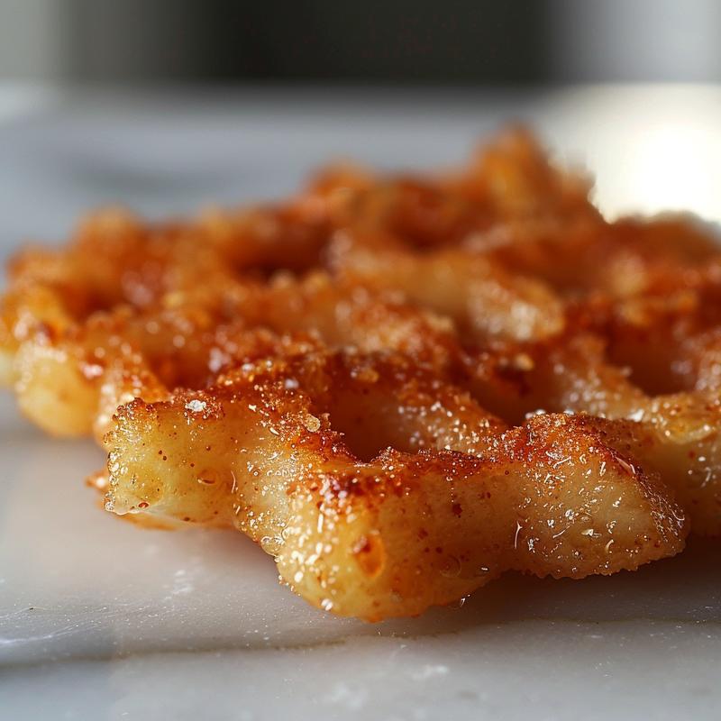 Extreme close-up of a gourmet dish on a white marble surface.