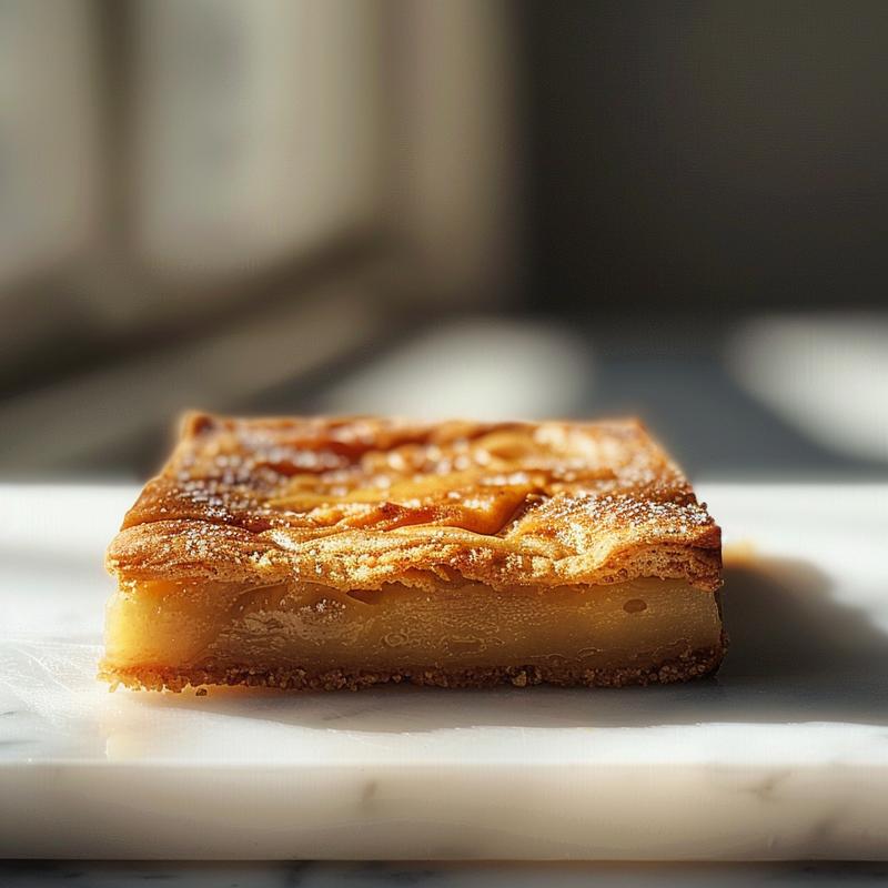 Close-up of a beautifully illustrated dessert on a white marble surface, showcasing intricate details and textures.