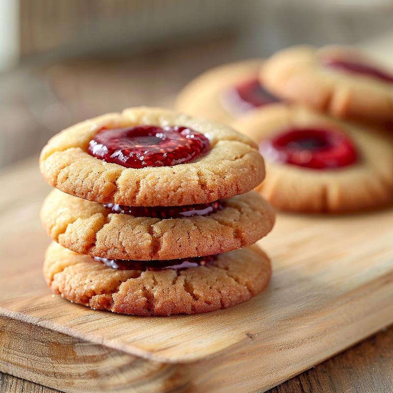 A stack of three decorated sugar cookies with royal icing on a light wood board.