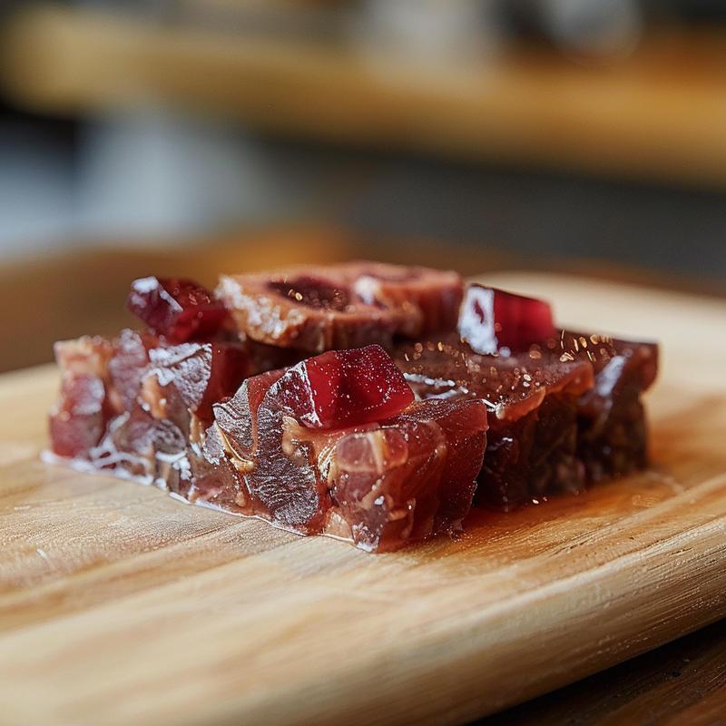 Close-up of a Valentine dessert charcuterie board featuring chocolates, fruits, and pastries arranged on a wooden board.