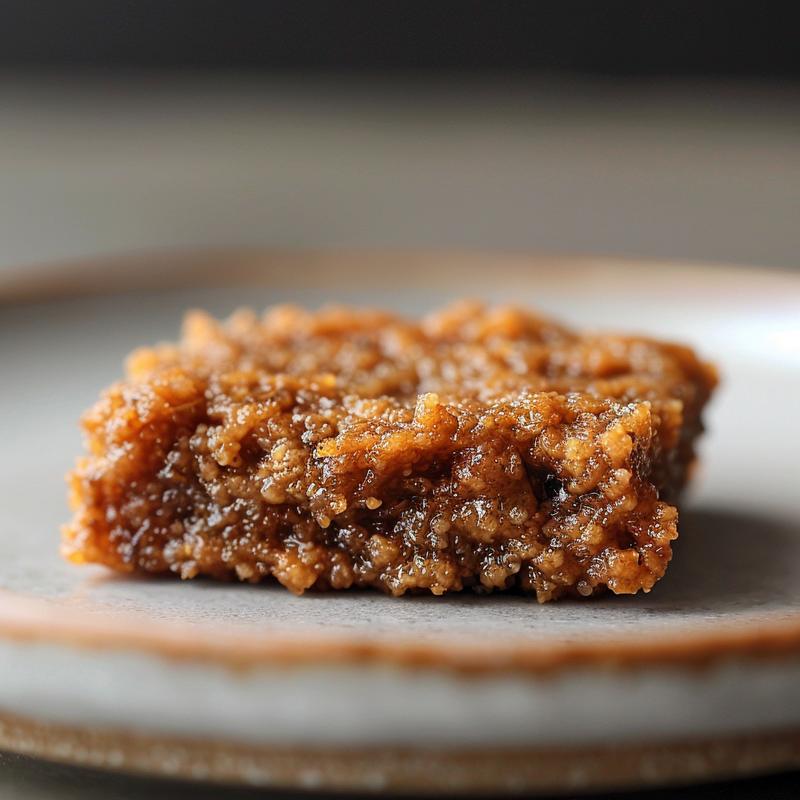 Close-up of a beautifully plated ckqajeoogpc on a light grey ceramic plate.