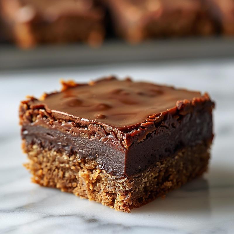 A close-up view of a rich, smooth chocolate fondant cake on a white marble surface.