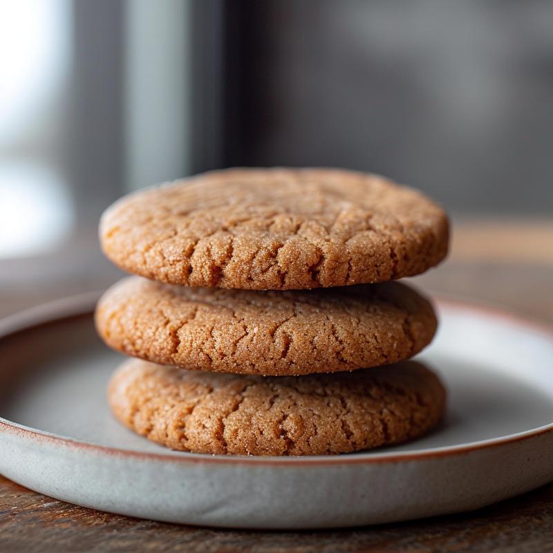 A close-up of three magic keto cookies arranged on a light grey ceramic plate.